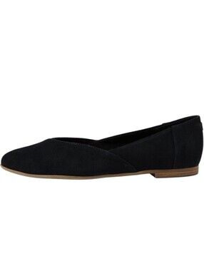 TOMS Jutti Neat Leather Flats Black Almond Toe Slip On Comfort Ballet Flats 6.5